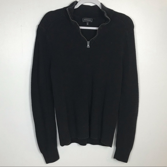 Express Mens Half Zip Sweater Black 